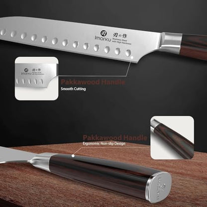 imarku Santoku Knife-Super Sharp Chef Knife Made of High Carbon Stainless Steel, Kitchen Knife with Ergonomic Handle, Great Sharp Knife on Christmas and Birthday for Her Him - color: Brown