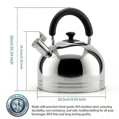 Whistling Tea Kettle for Stove Top,304 Stainless Steel Tea Kettles,6L/6.3QT Tea Kettles for Kitchen,Camping,Traveling,Portable,Fast to Boil - size: 6.3 Quarts