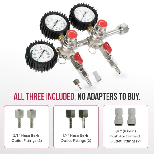 SPARC Premium Gen2 Dual CO2 Regulator for Kegerator - Double Tap C02 Regulator for Kegs - Draft Beer, Soda, Kombucha - CGA320-2YR USA Warranty
