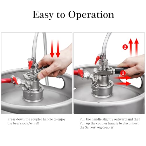 Keg Coupler 304 Stainless Steel Probe Sankey Keg Coupler D System Keg Tap for Kegerator 5/16 Barbs G5/8 Nuts US Sanke D Beer Coupler Beer Keg Coupler D Coupler Keg Tap for Beer - size: D System