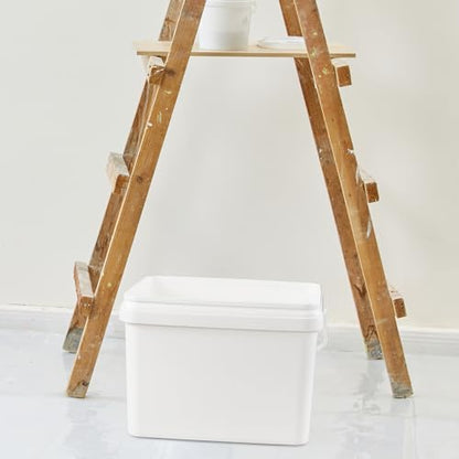 Pack of 4 Paint Bucket with Airtight Lid, 5 Gallon White Plastic Paint Can Tub 20L Rectangle Pail with Handle, Food Grade Bucket Pail