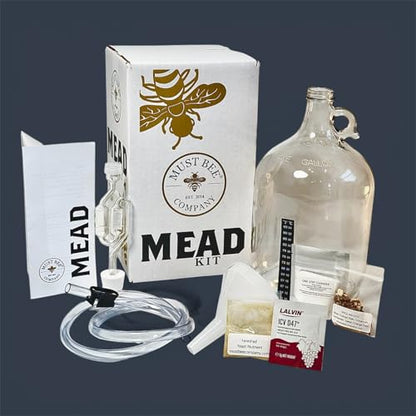 Mead Making Kit – 1 Gallon Mead Kit to Make Your own Honey Wine with Reusble Equipment- Brew a Delicious Metheglin Style Mead with Must Bee Company-Starter Kit Includes Yeast, Nutrients and Spices. - size: 1 Gallon Starter Kit