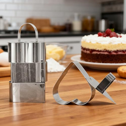 Heart Shaped Mousse Ring Set 4PCS with Pusher Stainless Steel Cake Mold for DIY Desserts Pastry Cheesecake Cookie Baking Tools(3.27 x 1.5Inch) - size: Heart