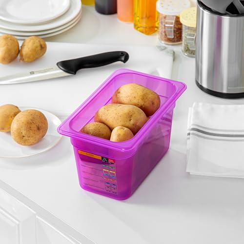 Restaurantware Food Storage Container 1 Pack of 3.9 qt Plastic Stackable Microwave-Safe Bin Dishwasher Safe Freezer Safe Purple Containers for Kitchen Storage - size: 1/4 Size