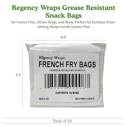 Regency Wraps Grease-Resistant French Fry Bags, Snack Pouches, 50 Pack - size: Pack of 50, style: French Fry Bag