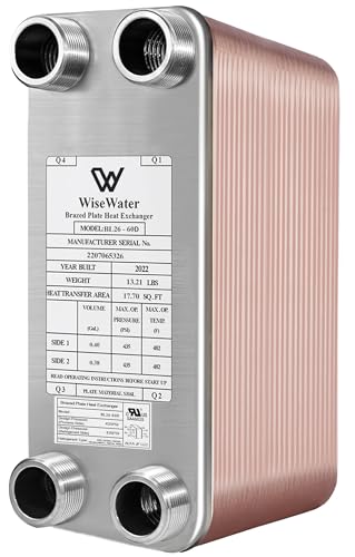 AB Plate Heat Exchanger, 4"x 12" 60 Plates Water To Water Heat Exchanger, Copper/SS316L Stainless Steel Brazed Plate Heat Exchanger For Floor Heating, Water Heating, Snow Melting