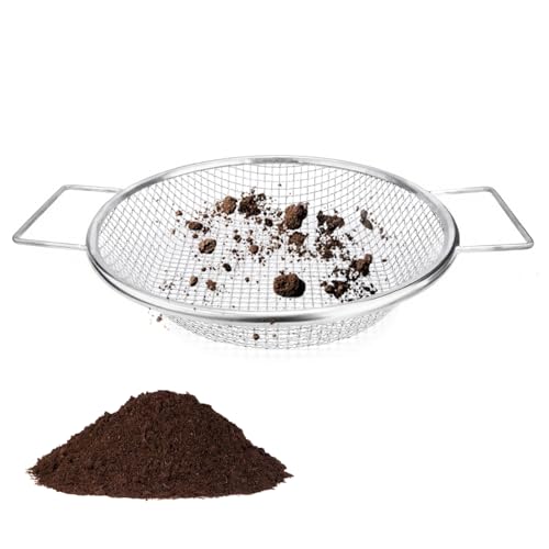Round Soil Sifter (1/4-inch Mesh) Stainless steel with handle for 5-Gallon Bucket,Commonly Used with Soil, Sand, Gravel, and Other Media，Easy to Feel, Galvanized Without Rusting