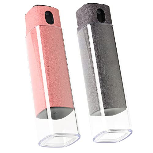 CUIUD Touchscreen Screen Cleaner Kit 2 Pcs, Phone, Tablet and Car Screen Cleaner, Two in One Spray and Microfiber Cloth(Grey&Pink) - color: Pink+Grey