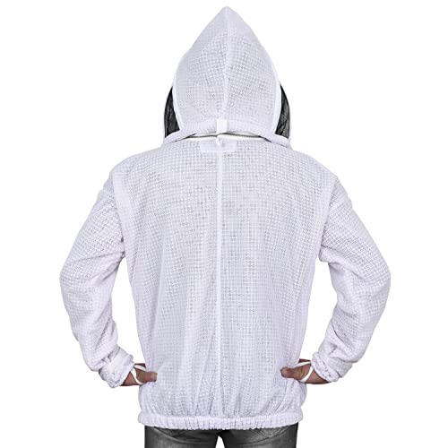 Beekeeping Jacket with Veil 3-Layer Ultra Ventilated Veil Fencing YKK Zippers Full Protection Suit Carrying Bag (BP-301-White)-XS - color: White Fencing Veil, size: XS
