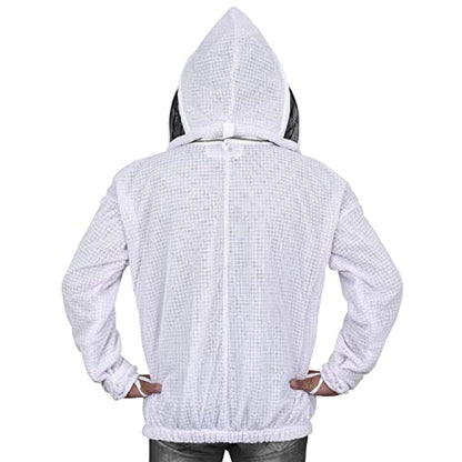 Beekeeping Jacket with Veil 3-Layer Ultra Ventilated Veil Fencing YKK Zippers Full Protection Suit Carrying Bag (BP-301-White)-5XL - color: White Fencing Veil, size: 5XL