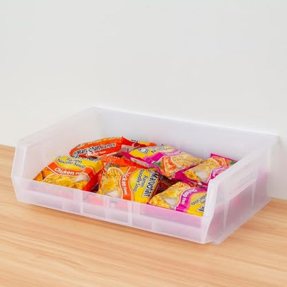Akro-Mils 30255 AkroBins Plastic Storage Bins, Space-Saving Stackable Bins for Garage, Pantry, Craft Organization, 11" x 16" x 5", Clear, 6-Pack - color: Clear