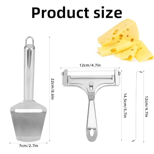 Cheese Slicer & Cheese Plane Set, Adjustable Handheld Cutter with 4 Extra Wires for Cheddar Gruyere & Mozzarella Kitchen Dairy Cutting Tool - style: Cheese Slicer+Cheese Plane+4 Extra Wires