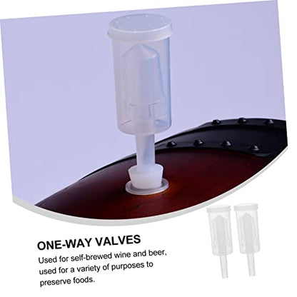 OUNONA 2pcs 3-Piece Plastic One-Way Valves for Brewed Wine Fermentation Check Valve Lids Kit for Home Brewing Supplies