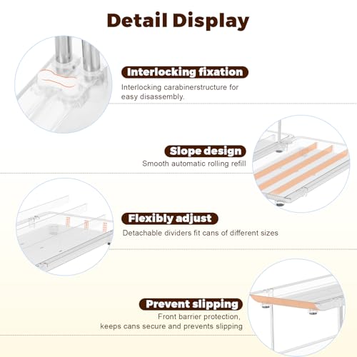 Can Organizer for Pantry, Modular 2-Tier Adjustable Canned Cat Food Organizer for Soup Cans, Dog Food Cans & Beverage Cans, Clear Can Rack for Pantry and Fridge - size: 2 Tiers-6 Pcs