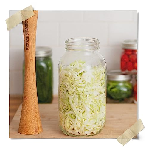 Fermentaholics Fermentation Tamper Tool, Make Sauerkraut At Home | Perfect Tool For Fermented Cabbage & Any Fermented Vegetables | DIY Fermented Sauerkraut | (Bamboo)