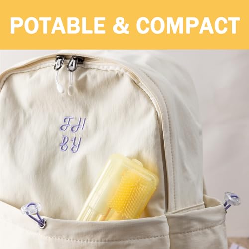 Travel Bottle Brush, 6-in-1 Portable Travel Bottle Cleaner Kit with Small Bottle Brush Built in Drying Rack, Nipple Brush, Straw Brush, Soap Dispenser, for Baby Bottles Under 8 OZ, BPA-Free(Yellow) - color: Yellow