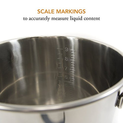 GasOne 10 Gallon Stainless Steel Home Brew Kettle Pot Pre Drilled 4 PC Set 40 Quart Tri Ply Bottom for Beer Brewing Includes Stainless Steel Lid, Thermometer, Ball Valve Spigot - Home Brewing Supplies - size: 40 QT/10 GALLON