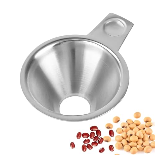 Stainless Steel Spice Funnel for Kitchen Use Filling Spice Jars, Regular Mason Jars, FIFO Squeeze Bottles, Spill-Free Metal Funnel for Salt Pepper Powder, Condiment, Sauce (0.91" Bottom)