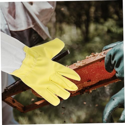 Happyyami Beekeeping Gloves Long Sleeves Ventilated Pu Safety Gear for Beekeepers Garden Work Gloves Beekeeping Apparel