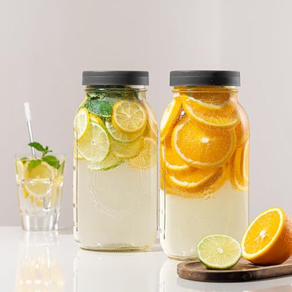 Wide Mouth Mason Jars 64 oz [2-Pack] with Airtight Lids – Large Glass Storage Jars for Pasta, Cookies, Dry Goods & Infused Water | BPA-Free Leak-Proof Lids - size: 64 oz