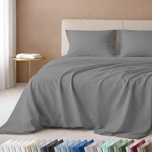 California Design Den Twin Sheet Set - 100% Cotton, Luxury 600 Thread Count Deep Pocket Twin Sheets, Durable Bedding with Soft Sateen Weave - Mist Grey - color: 10 - Mist Grey, size: Twin