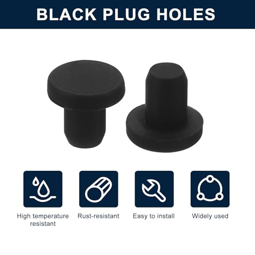 uxcell 32 Pieces Black Rubber Stopper, 4.3mm Plug Holes for 4mm/0.16" Hole - size: 4 mm