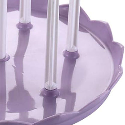 Bottle Drying Rack,Swan Cup Holder,Mug Holder with Rotating Drain Tray;Stylish Swan Head Design;Ideal for Kitchen,Dining,Living Room;Coffee Mug Holder(Purple)