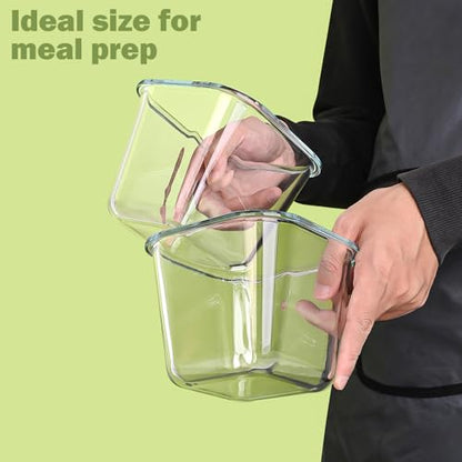 Borosilicate Glass Soup Containers with Lids, 4 Cup/32 oz, 4 Pack | Microwave Dishwasher Oven Freezer Safe | Airtight Leak Proof | Food Grade | Square Soup Meal Prep | Lunch | Food Storage Set - color: Multicolor