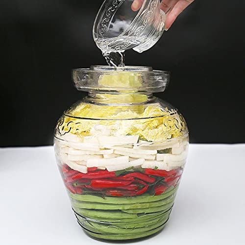 Fermentation Jar, 2.5 Liter Glass Pickle Jar with Water Seal Lid | Wide Mouth Clear Glass, Food Grade, Fermentation Kit for Making Pickles Kimchi, Sauerkraut