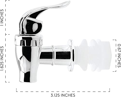 Cornucopia Brands Push Style Spigots for Beverage Dispenser Carafes (2-Pack), Replacement Lever Pour Spouts, Chrome Design Lock Open Style