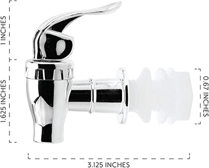 Cornucopia Brands Push Style Spigots for Beverage Dispenser Carafes (2-Pack), Replacement Lever Pour Spouts, Chrome Design Lock Open Style