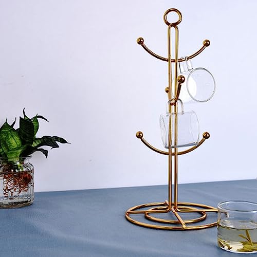 Luxshiny Gold Mug Tree Hanging Cup Holder Tree Shape Draining Cup Shelf for Coffee Mugs Cups and Bottles Air Drying Rack for Kitchen Organization 13.38 X 6.29 X 6.29 in