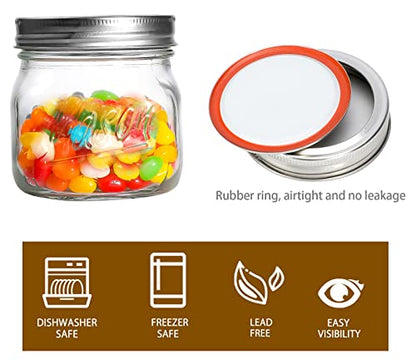 Ieavier 6PCS Wide Mouth Mason Jars 16oz with Airtight Lids and Bands, Canning Jars with Crystal Glass for Food Storage, Spice Jars, Canning, DIY Projects, Jam, Jelly, Honey, Preserving, Drinking - color: 16oz-6pack