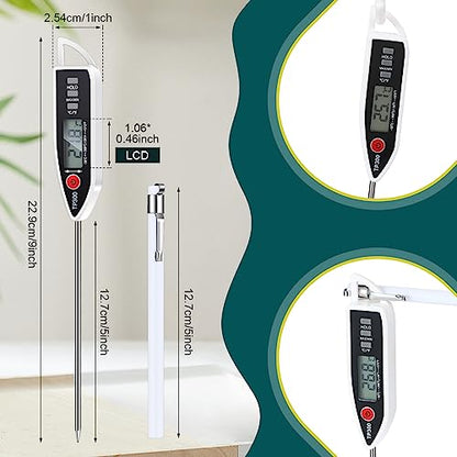 Copkim 6 Set Waterproof Food Thermometer for Water, Liquid, Candle and Cooking Digital Meat Thermometer with Long Probe Instant Read for Kitchen BBQ Grill Candy (White) - color: White