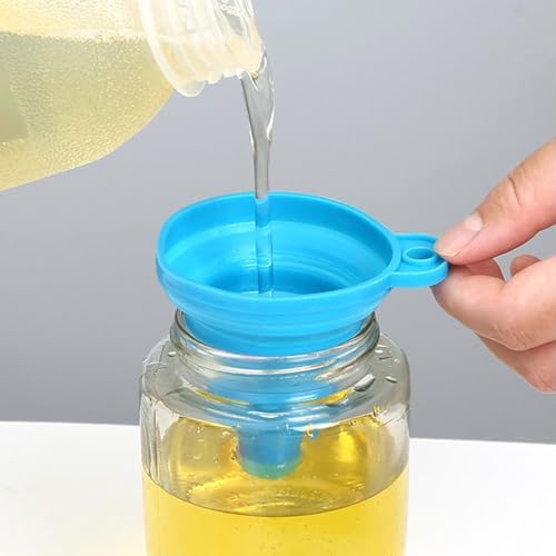 4 Pack Foldable Silicone Funnel Set, Collapsible Small & Large Sizes for Kitchen, Water Bottles & Liquid Transfer, Food Grade