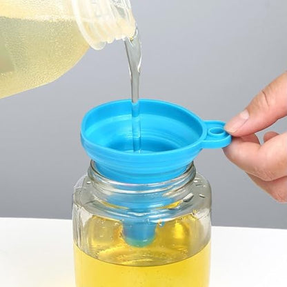 4 Pack Foldable Silicone Funnel Set, Collapsible Small & Large Sizes for Kitchen, Water Bottles & Liquid Transfer, Food Grade