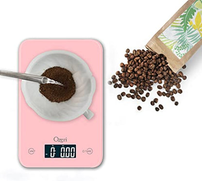 Ozeri Touch Professional Digital Kitchen Scale (12 lbs Edition) in Tempered Glass - color: Crystal Rose