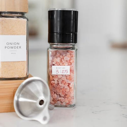Square Spice Jar Labels Stickers, 374 Preprinted Waterproof Spice Labels for Glass Jars Bottles, Herbs Seasonings Label Only, Kitchen Pantry Organization - style: White & Black Spice Labels