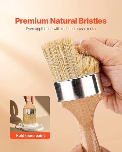 VEVOR Chalk Wax Paint Brush, 4 Piece Wax Paint Brush, Stain Brushes for Furniture, Acrylic Painting,Milk Paint,Home Decor, Natural Bristle Round Oval Chalk Paint Brushes for All Painting and Waxing - size: 4 PCS, style: Paint Brush