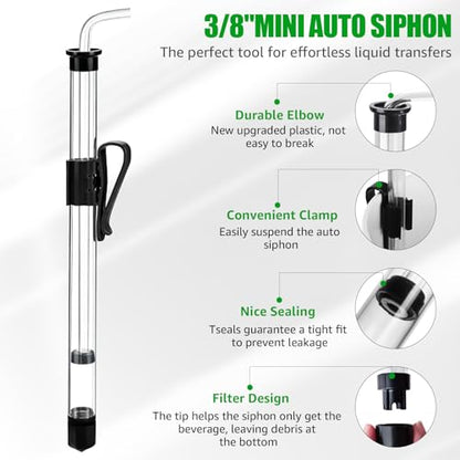 2Pcs 14” Auto Siphon with 5.5ft Food-Grade Silicone Hose 5/16” ID, Beer Bottle filling for Liquid Transfer Effortless Bottling Pump Homebrew Making Fermentation Mead