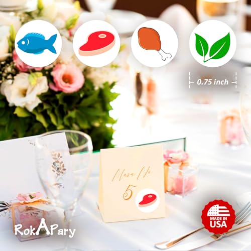 324 Meal Stickers for Events – Food Labels for Wedding, Receptions, Birthday, Baby Shower, Catering & Parties – Vegetarian, Chicken, and Beef Stickers – Easy Peel Labels for Meal Identification Color