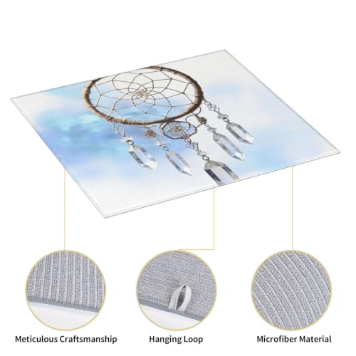 White fantasy dream catcher Dish Drying Mat for Kitchen Counter, Absorbent Microfiber Drainer Mats, Non-slip Kitchen Draining Mat for Coffee Machine Dish Rack Pad 18"x16" Dish Drainer Pad - color: White Fantasy Dream Catcher