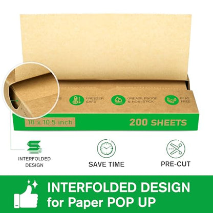 EcoDispose 2000 Count 10" x 10-1/2" Precut Pop Up Deli Paper Sheets, Interfolded Heavy Duty Oil-Resistant Kraft Paper for Bakery, Food Wrap, Serving, Oven, Air Fryer & Microwave - color: Kraft, size: 10"x10.5"inch