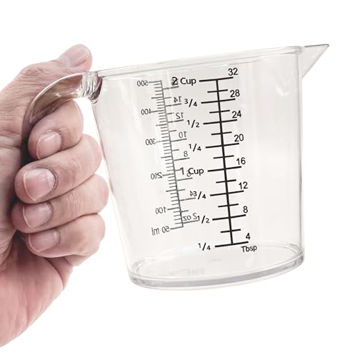 2 Cup (500ml) Measuring Cup, Laser-Etched oz/cup/mL/Tbsp, Plastic Measuring Cup with Handle for Cooking, Mixing & Kitchen Use - size: 02 - 16 fl oz (2 Cup)