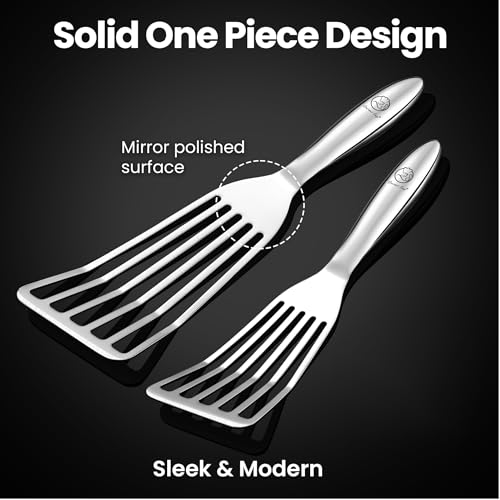 Gourmet Easy Fish Spatula Set, Ultra-Thin Edge for Easy Turning & Flipping | Stainless Steel, Kids Friendly, Ergonomic Non-Slip Grip for Secure Control, Versatile Use, Dishwasher Safe, 5-Year Warranty - color: Original