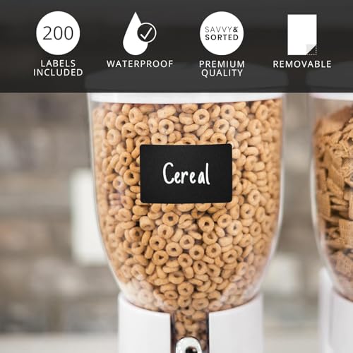 200 Chalkboard Labels for Food Containers, Reusable Black Stickers with Chalk Marker, Removable Pantry Chalk Board Jar Labels Stickers for Glass Jars, Storage Food Mason Jars, Kitchen Organization - style: Wide Rectangle Roll - 200pcs