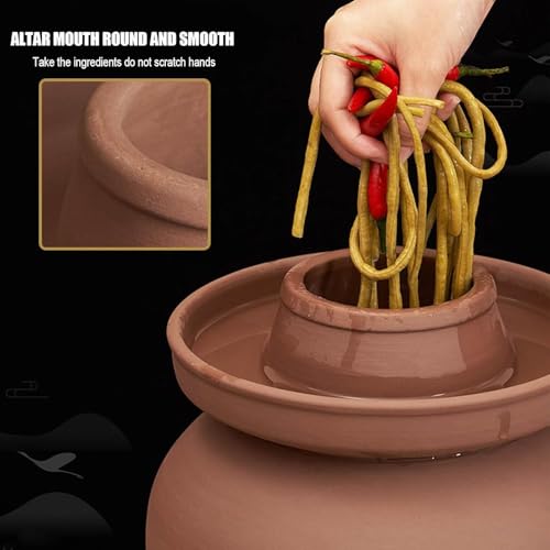 Ceramic Pickle Jar with Lid,Traditional Large Fermenting Jar, Sealing Pickle Jar Chinese Fermenting Crock with Water Seal Airlock Lid for Pickling Kimchi Sauerkraut(Size:11kg capacity) - size: 11kg capacity