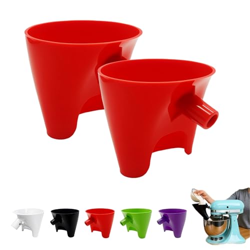 Flour Funnel for KitchenAid Mixer - Compatible with 5 Qt & 4.5 Qt Bowl-Lift Models | Dishwasher Safe, Anti-Splash Design for Mess-Free Baking | Includes 2-Piece Set (Red) - color: Red
