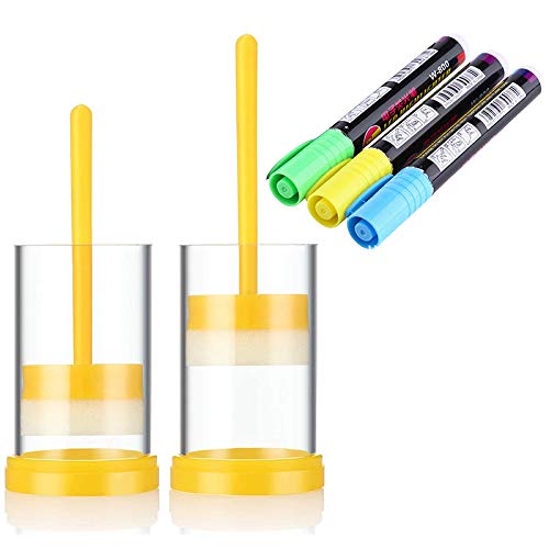 Queen Bee Marking Kit, 2 Queen Marking Cage Tube with 3 Bee Marker Pen for Beekeeper Tool, Yellow
