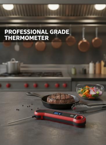 0.5 Sec Instant Read Meat Thermometer Digital with Auto-Rotating Large LCD Display & Motion Sensing, ±0.5°F Accuracy, IP67 Waterproof Food Thermometer for Cooking BBQ Grill Smoker Candy